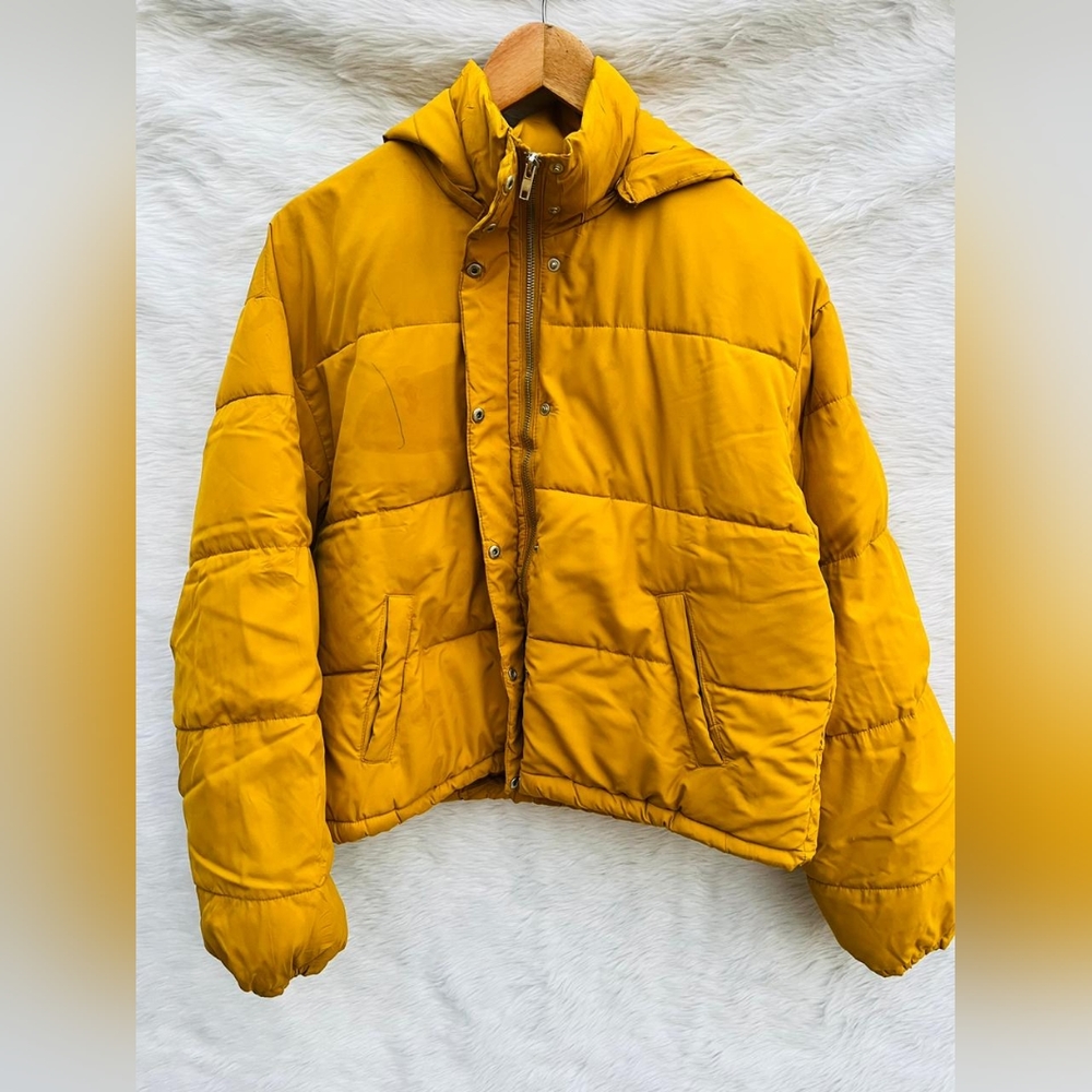 IGNI Mustard Oversized Puffer Jacket with Hoodie - Picture 2 of 10